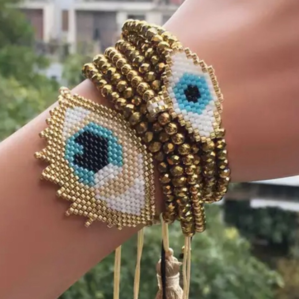 New evil eye beads handmade bracelet set